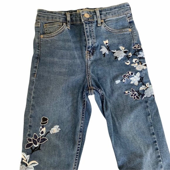 Topshop Moto Jamie Floral Embroidered Denim Jeans 26 - Picture 3 of 6